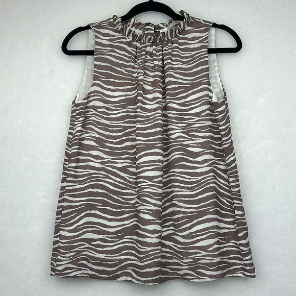 Loft Zebra Print Tie Back Shell Sz XS - Picture 2 of 12